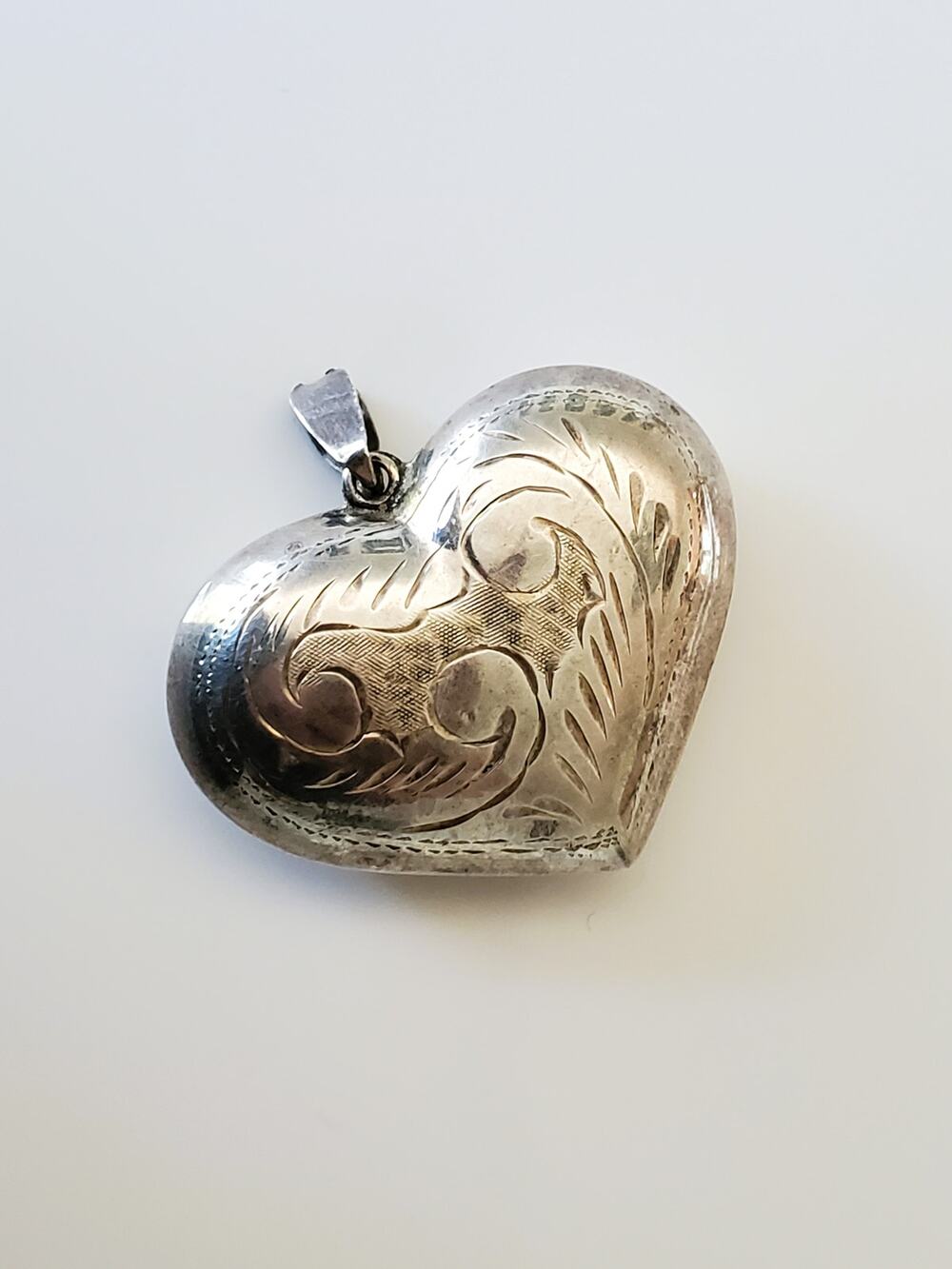 Vintage Puffy Sterling Silver Heart Pendant